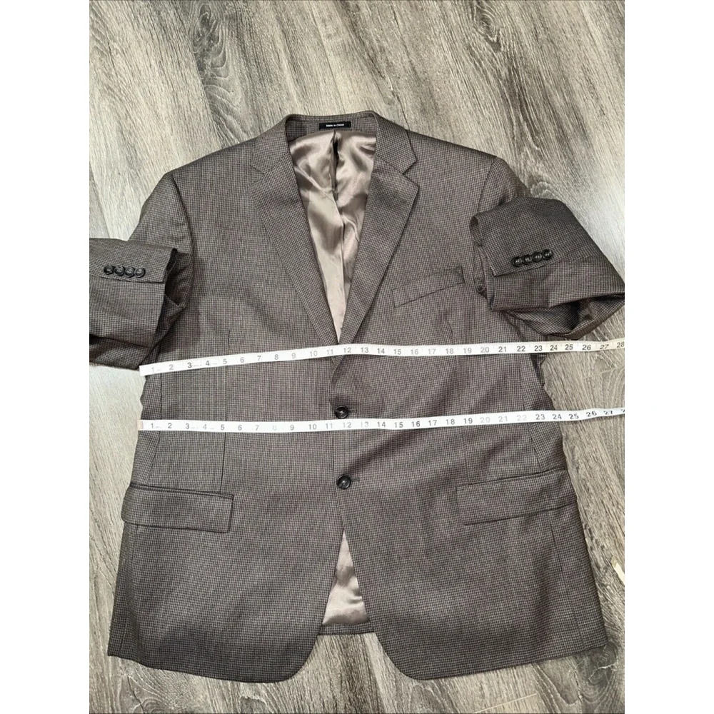 Joseph Feiss 44S Executive Fit Brown Houndstooth Tweed Two Button Jacket